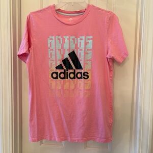 Adidas Kids Pink and Black Logo Tee